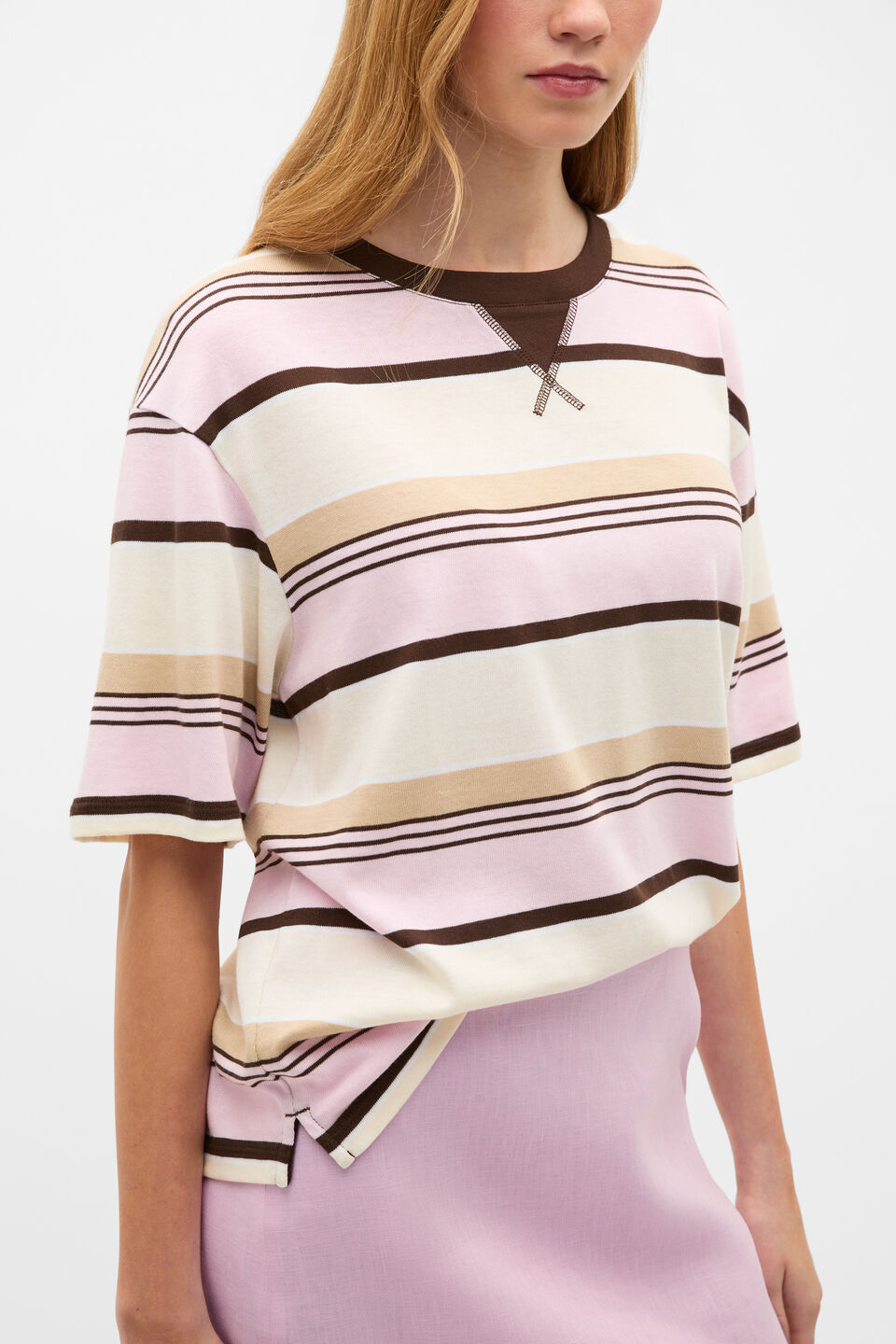 Cotton Stripe Relaxed Tee  Multi Stripe