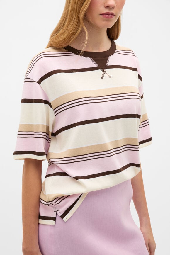 Cotton Stripe Relaxed Tee  Multi Stripe  hi-res