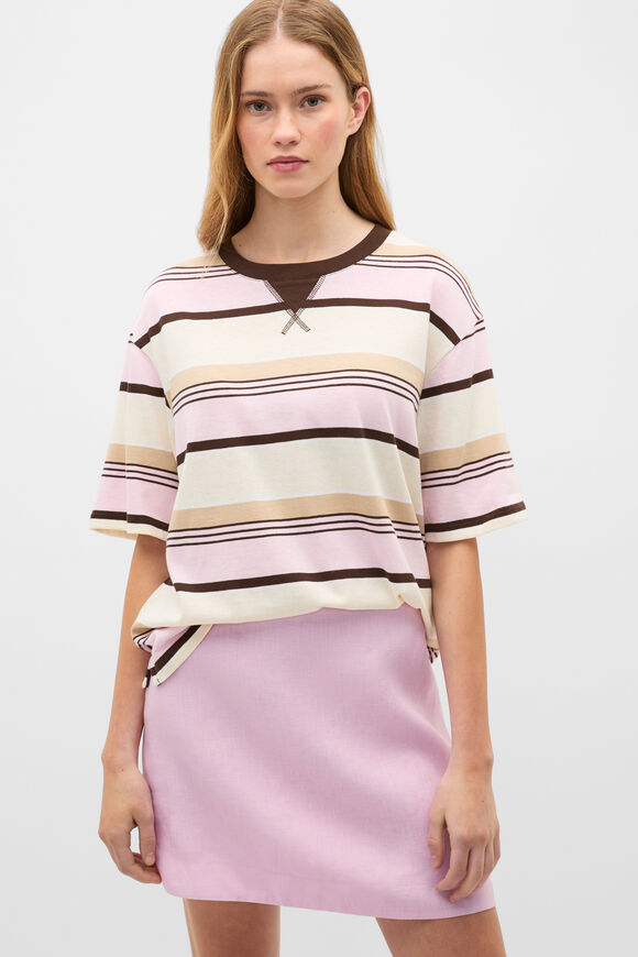Cotton Stripe Relaxed Tee  Multi Stripe  hi-res