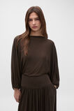 Fine Knit Bubble Sleeve Top  Dark Espresso  hi-res