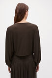 Fine Knit Bubble Sleeve Top  Dark Espresso  hi-res