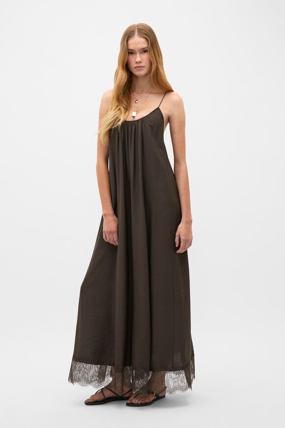 Crinkle Lace Full Maxi Dress  Dark Espresso  hi-res