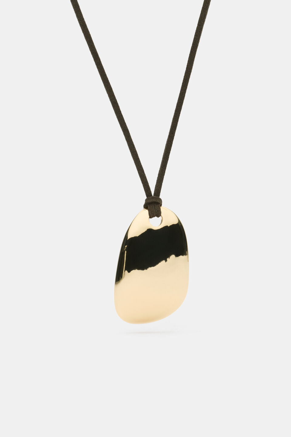 Adjustable Pebble Pendant Necklace  Gold