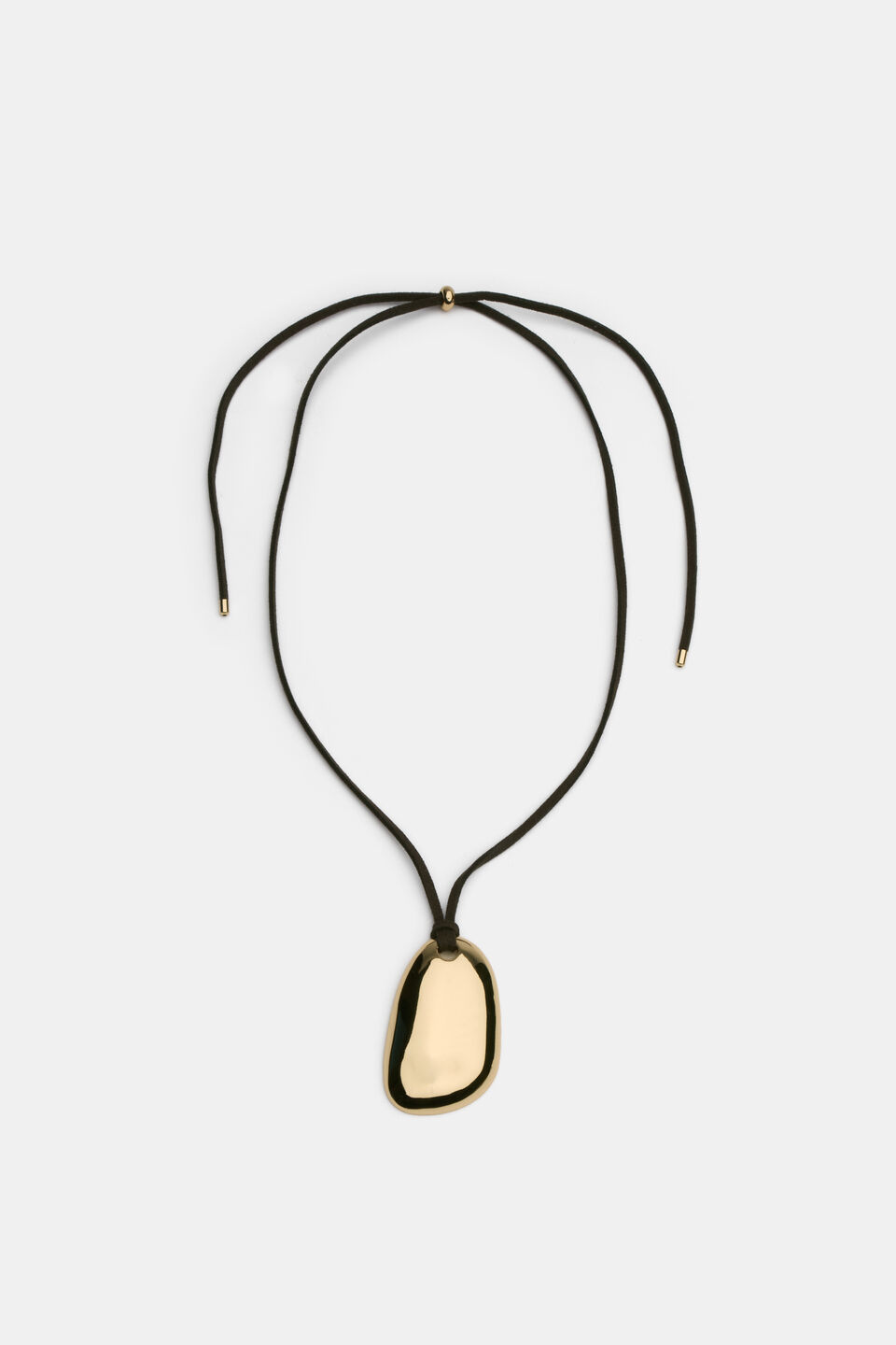 Adjustable Pebble Pendant Necklace  Gold