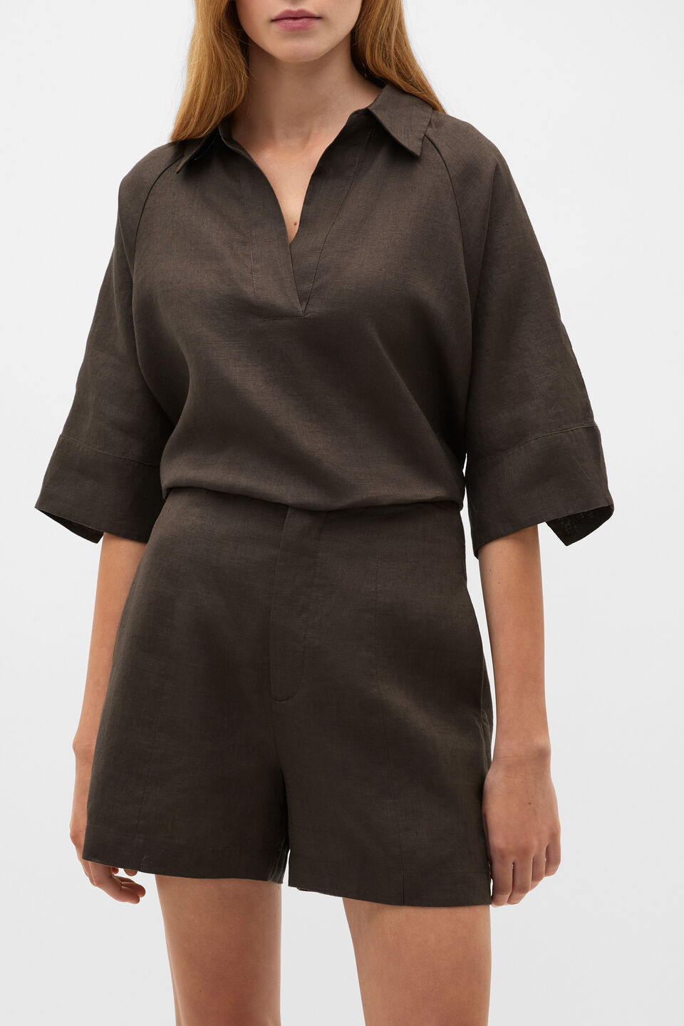 Core Linen High Rise Short  Dark Espresso