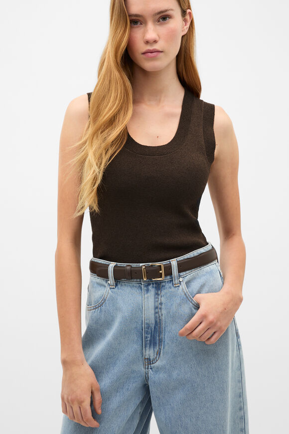 Cora Leather Belt  Chocolate  hi-res