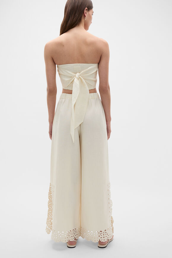 Linen Blend Cutwork Strapless Top  Coconut Cream  hi-res