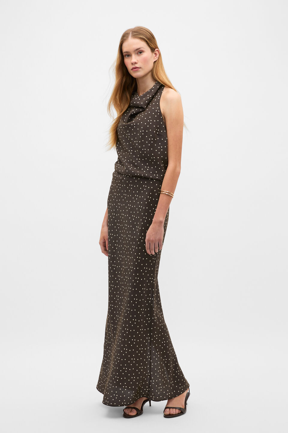 Spot Print Halter Top  Dark Espresso Spot