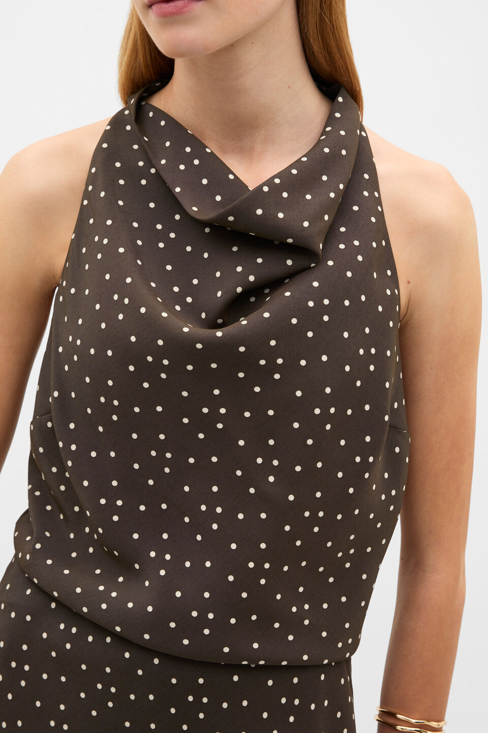 Spot Print Halter Top  Dark Espresso Spot