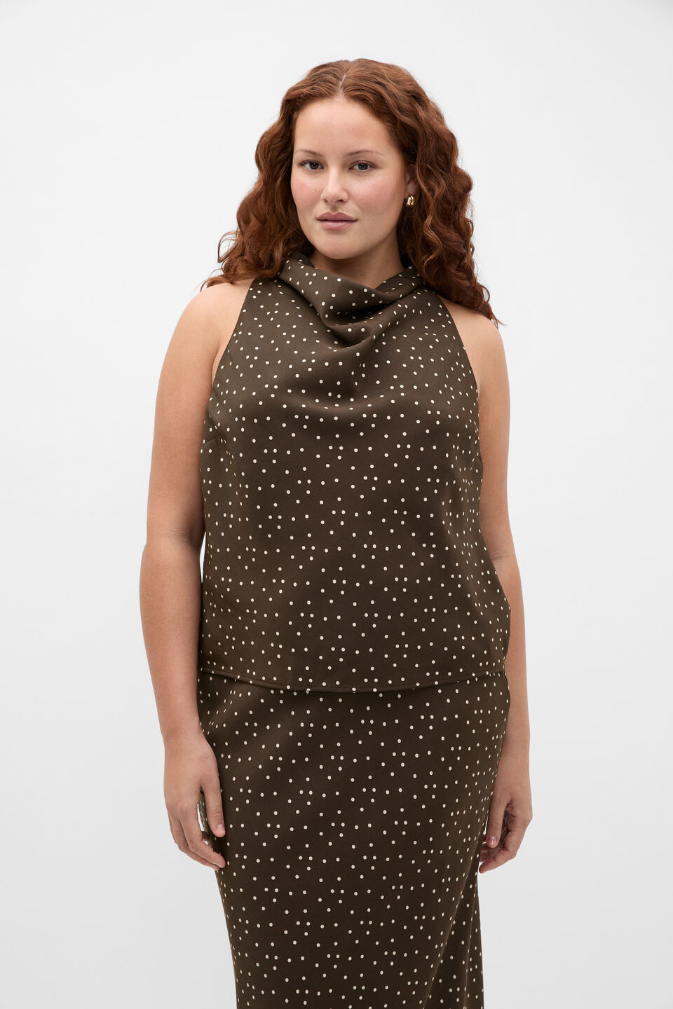 Spot Print Halter Top  Dark Espresso Spot