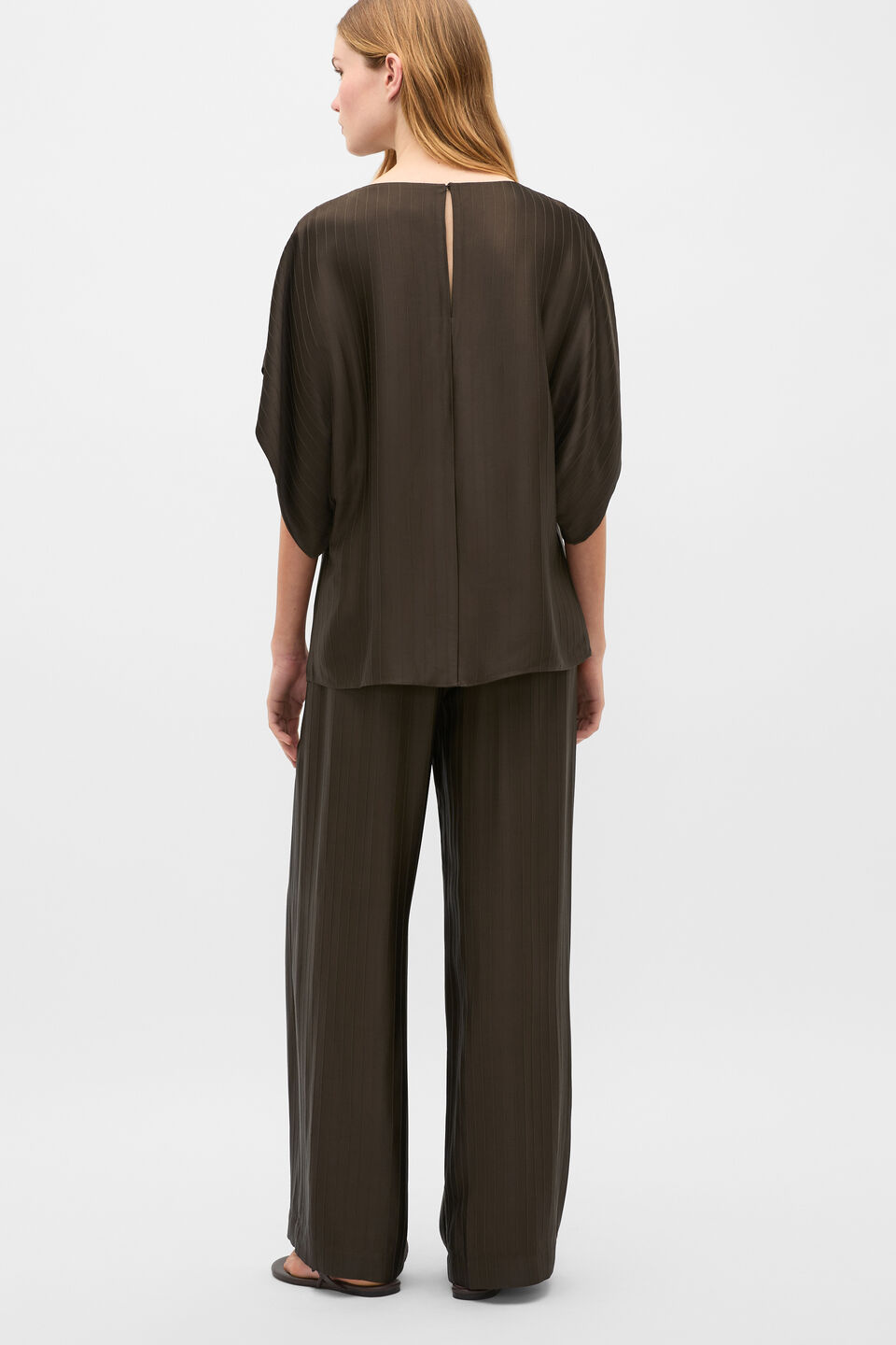 Self Stripe Batwing Top  Dark Espresso