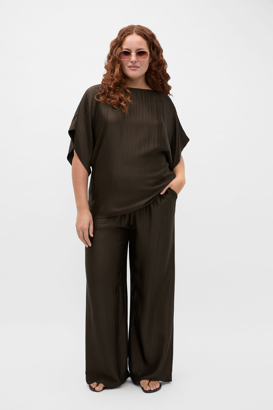 Self Stripe Batwing Top  Dark Espresso