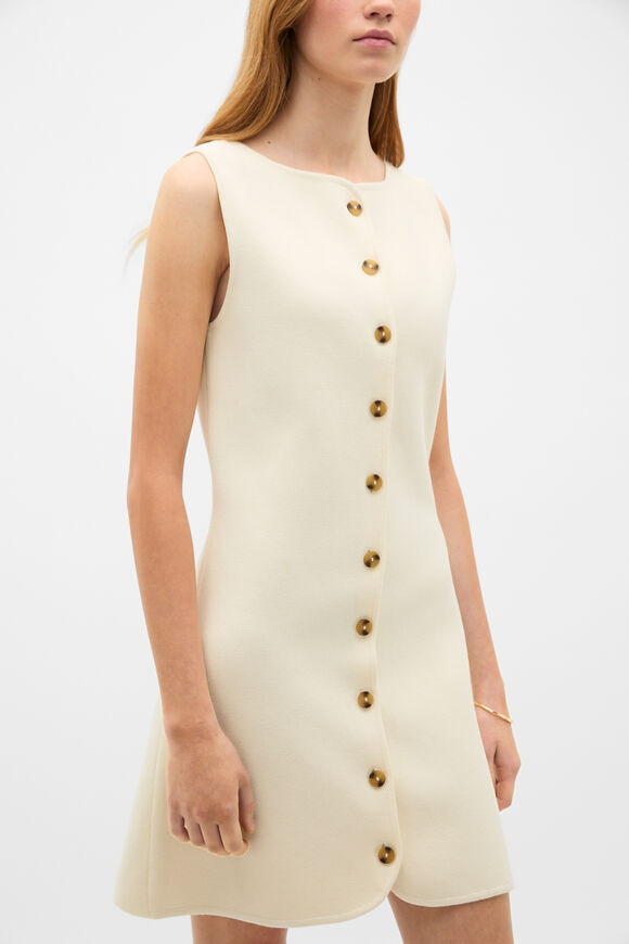 Textured Cotton Knit Mini Dress  Coconut Cream  hi-res