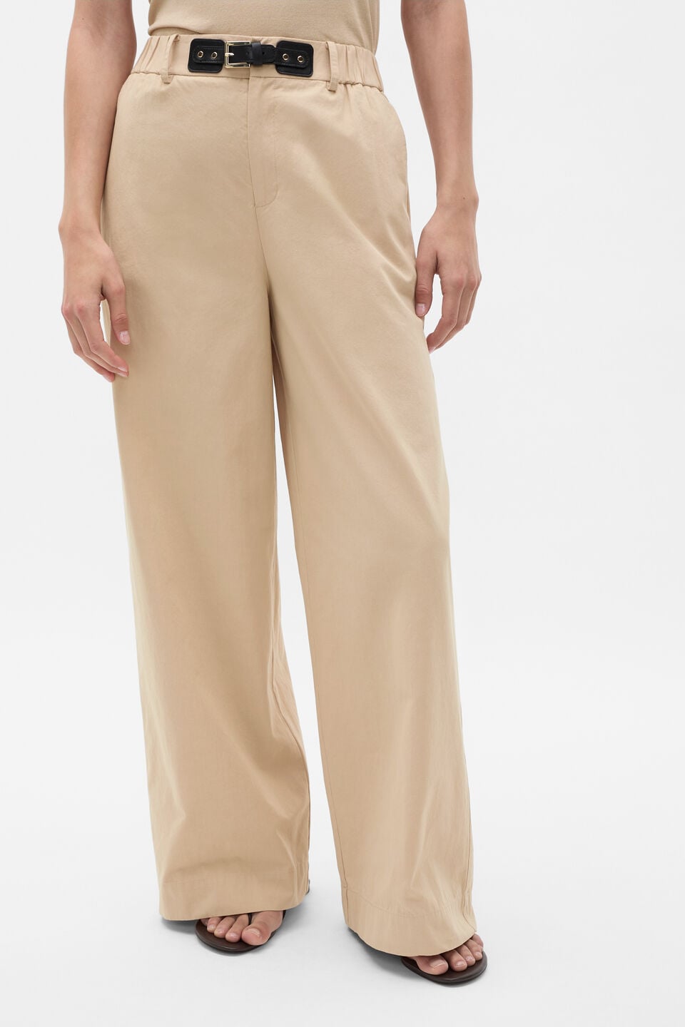 Contrast Belt Pant  Warm Sand