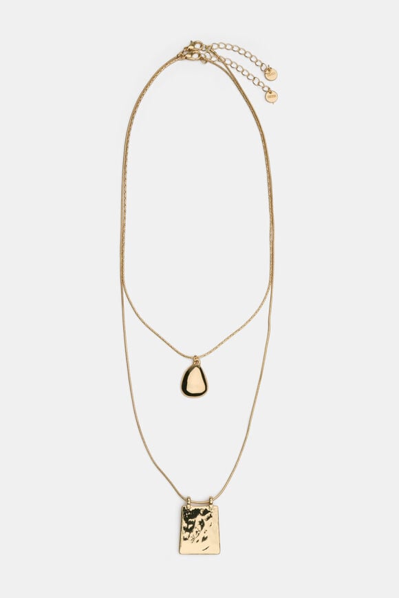 Square Pendant Necklace Set  Gold  hi-res