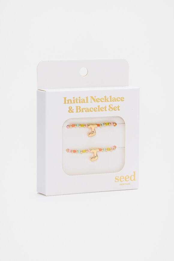 Initial Necklace And Bracelet Set  J  hi-res