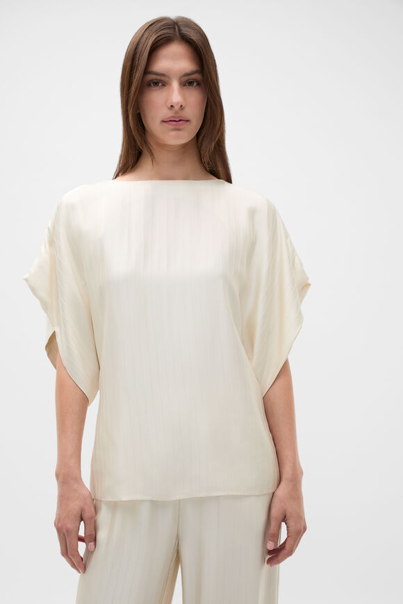 Self Stripe Batwing Top  Coconut Cream  hi-res