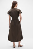 Cotton Blend Belted Shirt Dress  Dark Espresso  hi-res