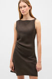 Linen Twist Shoulder Mini Dress  Dark Espresso  hi-res