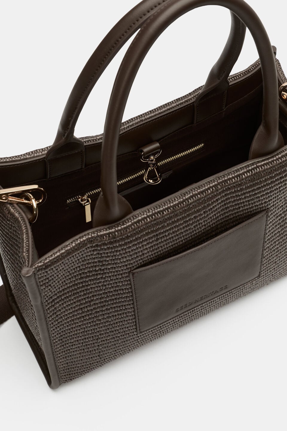 Structured Woven Mini Tote  Dark Espresso