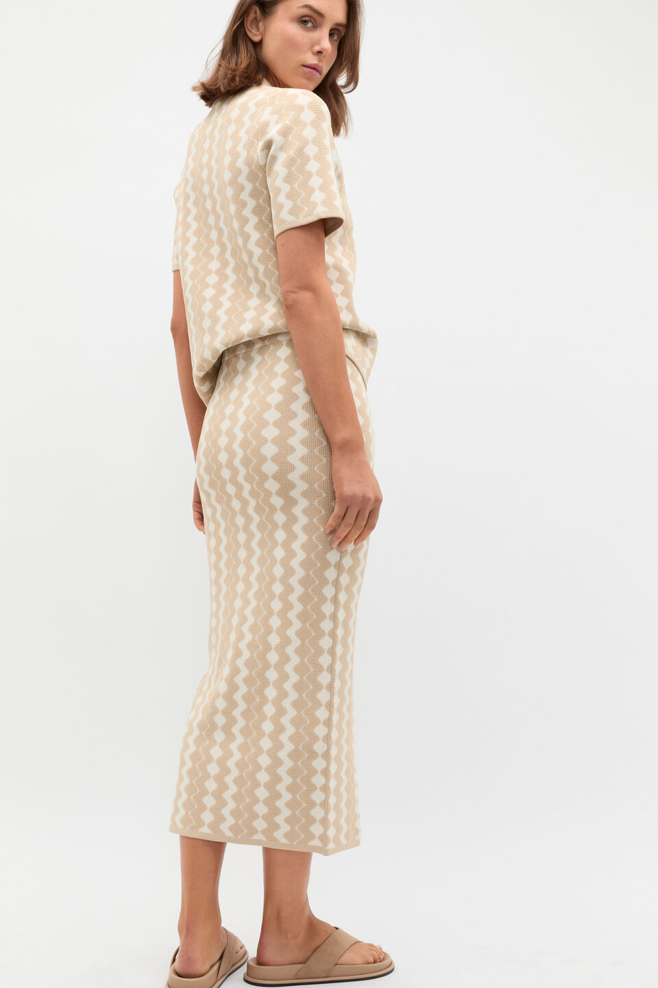 Jacquard Knit Skirt  Ecru