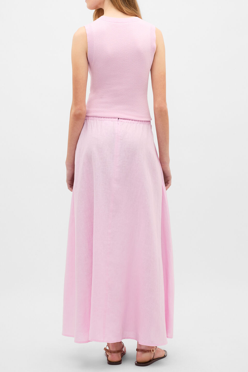 Core Linen Midi Skirt  Petal Pink