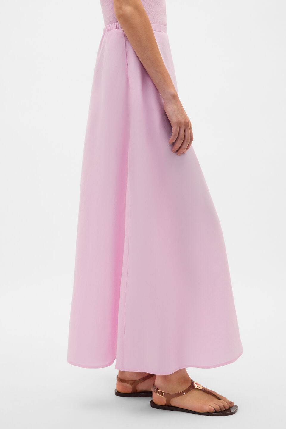 Core Linen Midi Skirt  Petal Pink