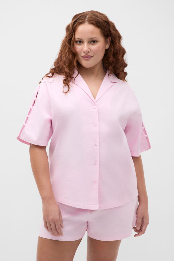 Knot Detail Boxy Shirt  Petal Pink  hi-res
