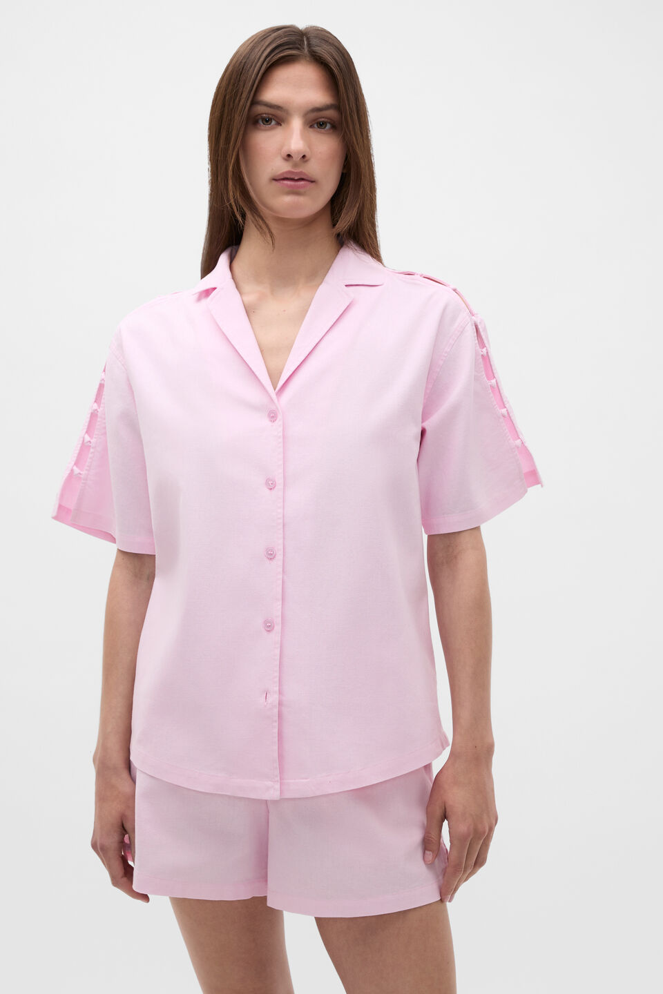 Knot Detail Boxy Shirt  Petal Pink