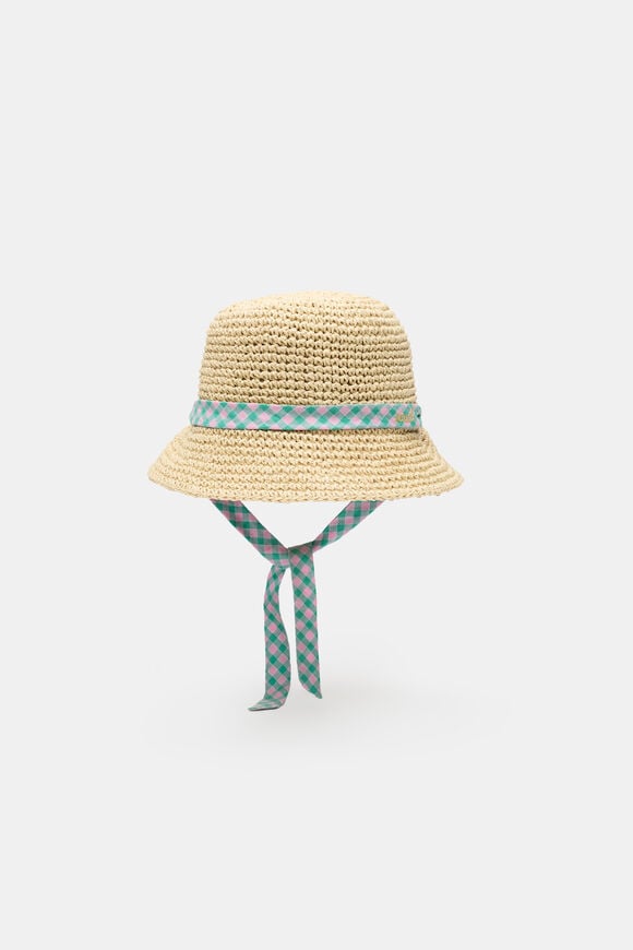 Gingham Straw Hat  Natural  hi-res