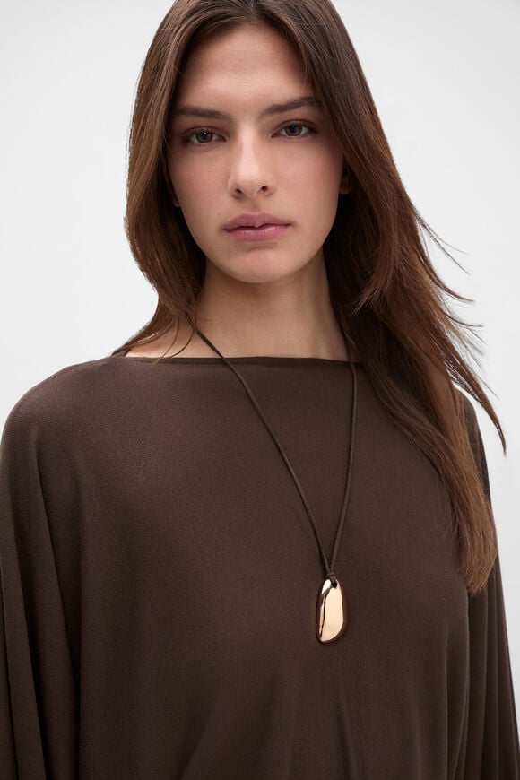 Adjustable Pebble Pendant Necklace  Gold  hi-res