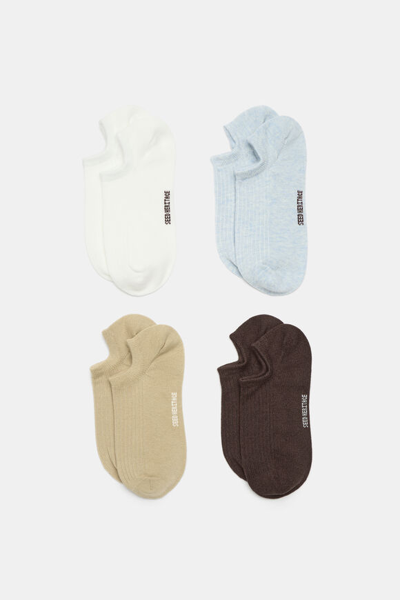 4 Pack Sneaker Sock  Coffee Bean Multi  hi-res
