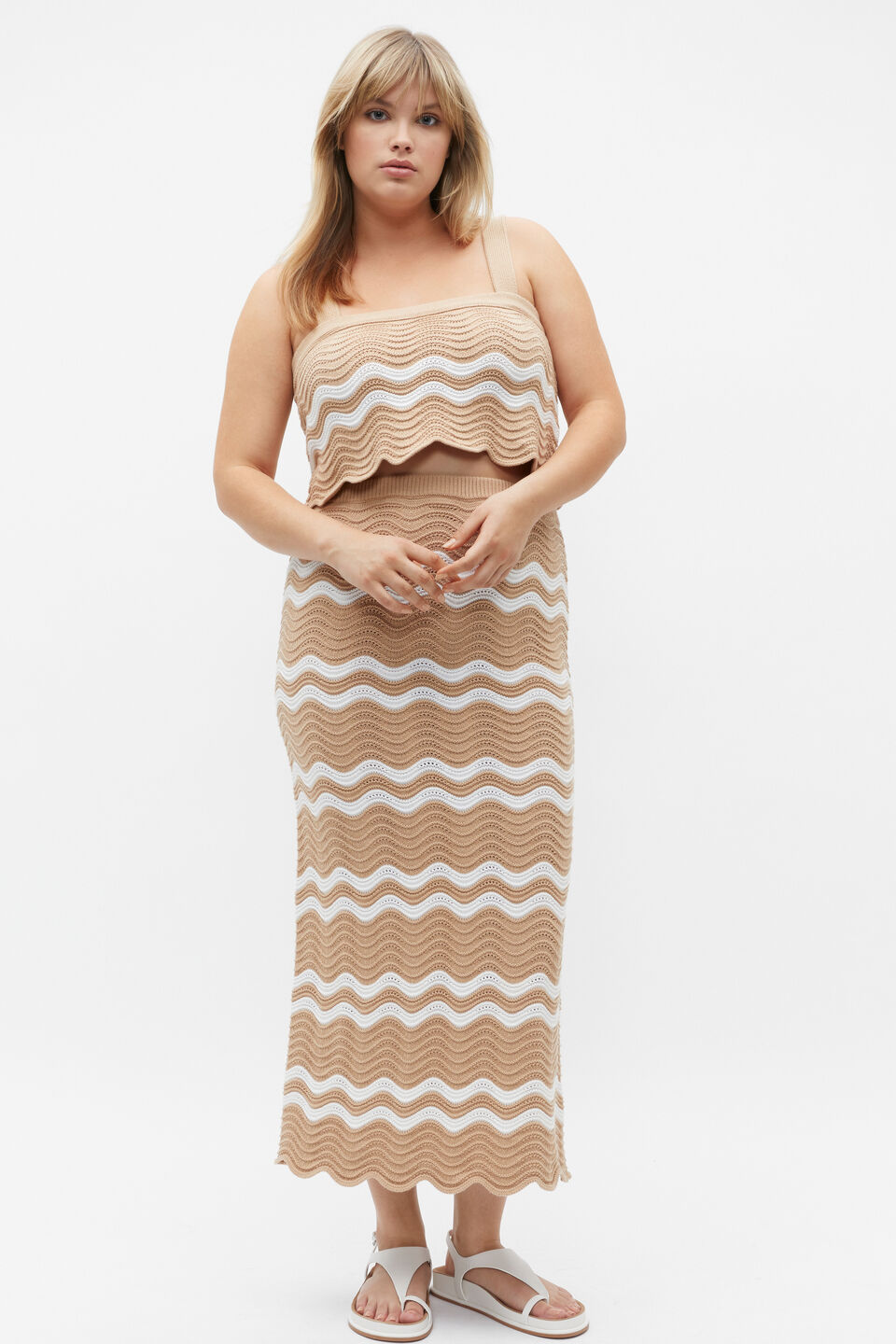 Crochet Cropped Tank  Nougat