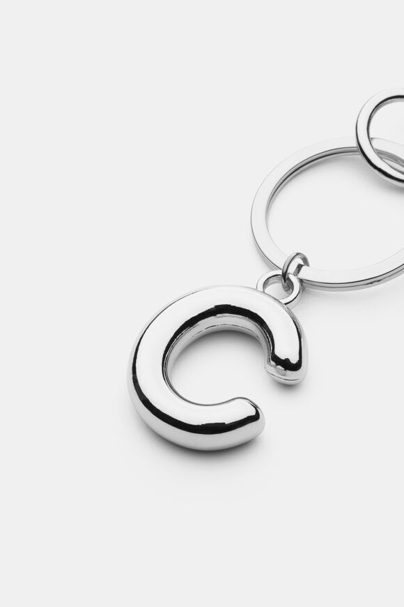 Silver Initial Keyring  C  hi-res