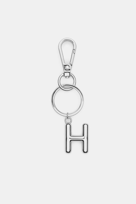 Silver Initial Keyring  H  hi-res