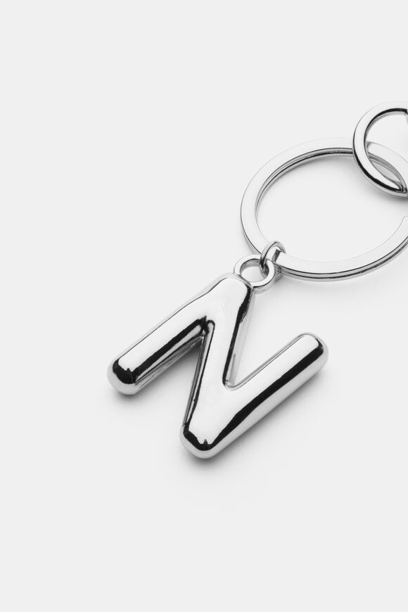 Silver Initial Keyring  N  hi-res