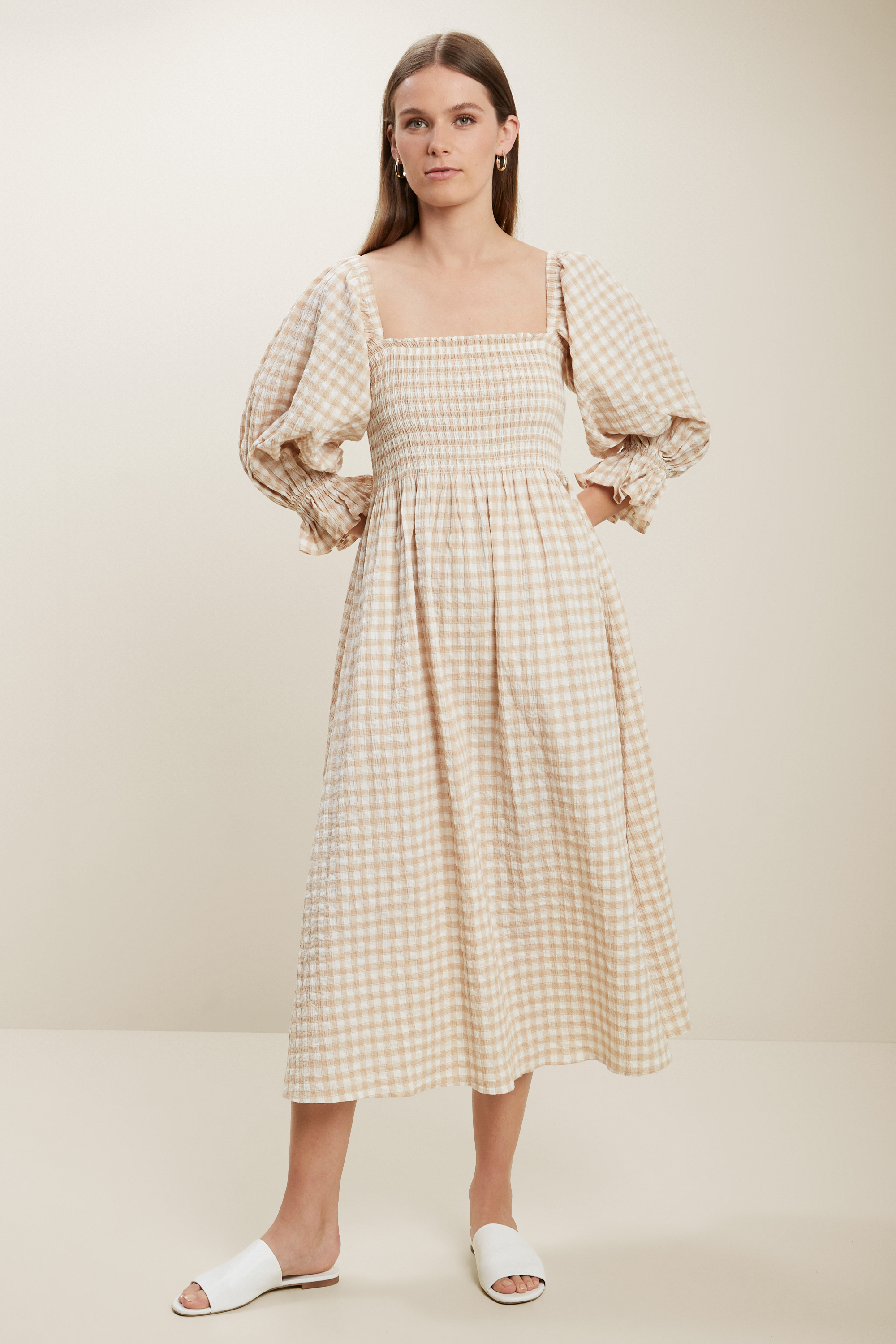 Gingham Puff Sleeve Dress | Seed Heritage