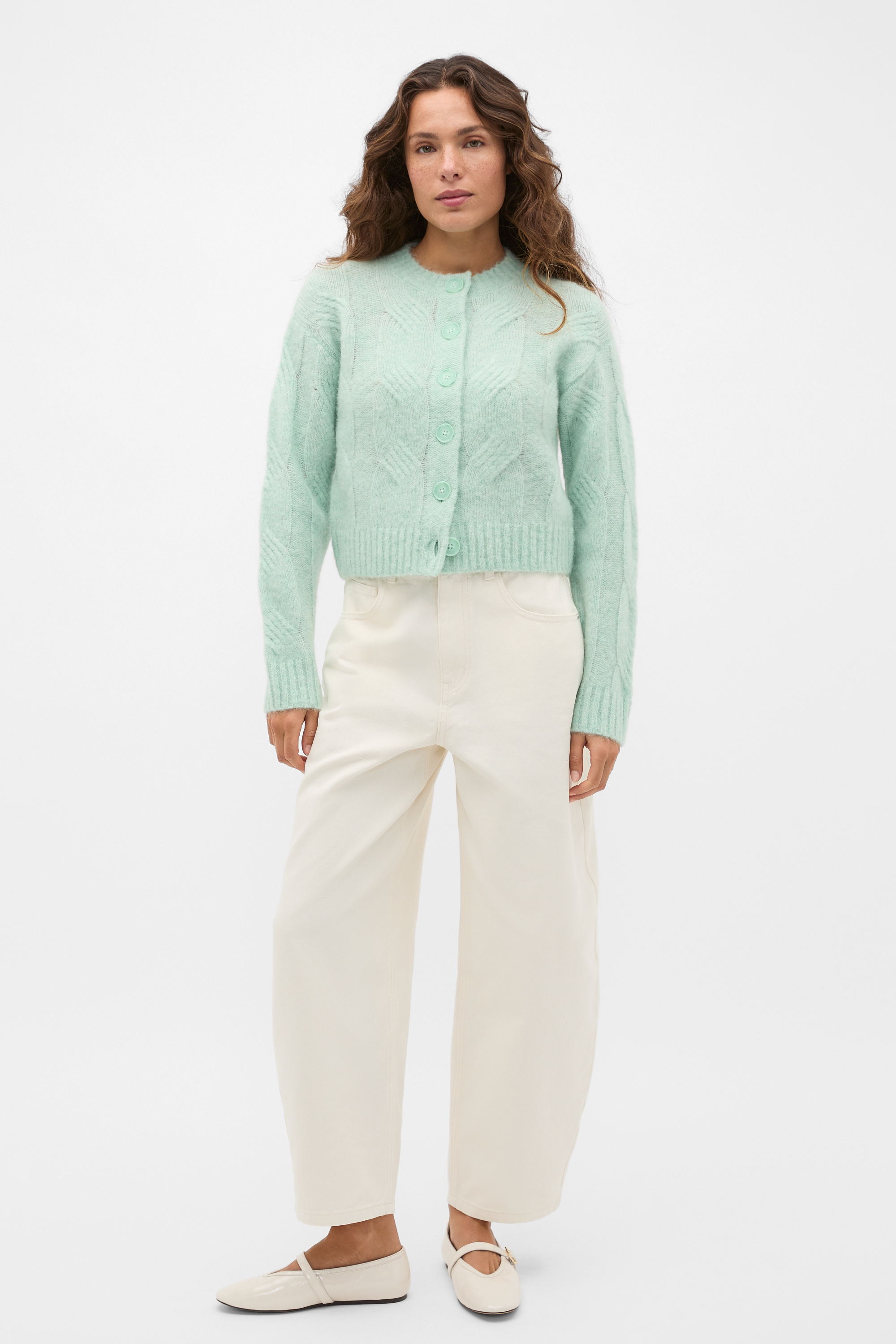 Lofty Oversized Cable Knit Cardigan | Soft Moss | Seed Heritage