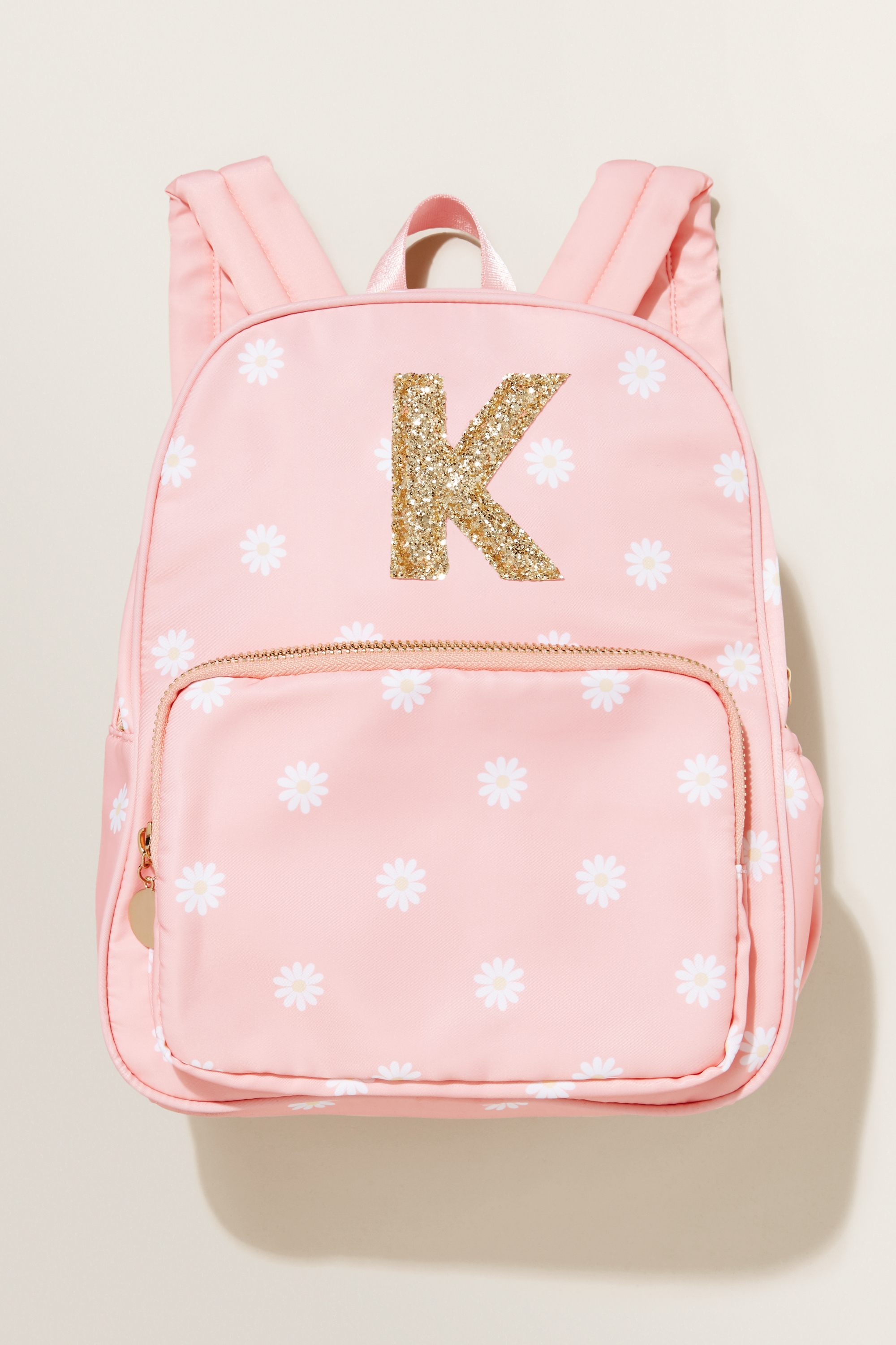 glitter initial backpack