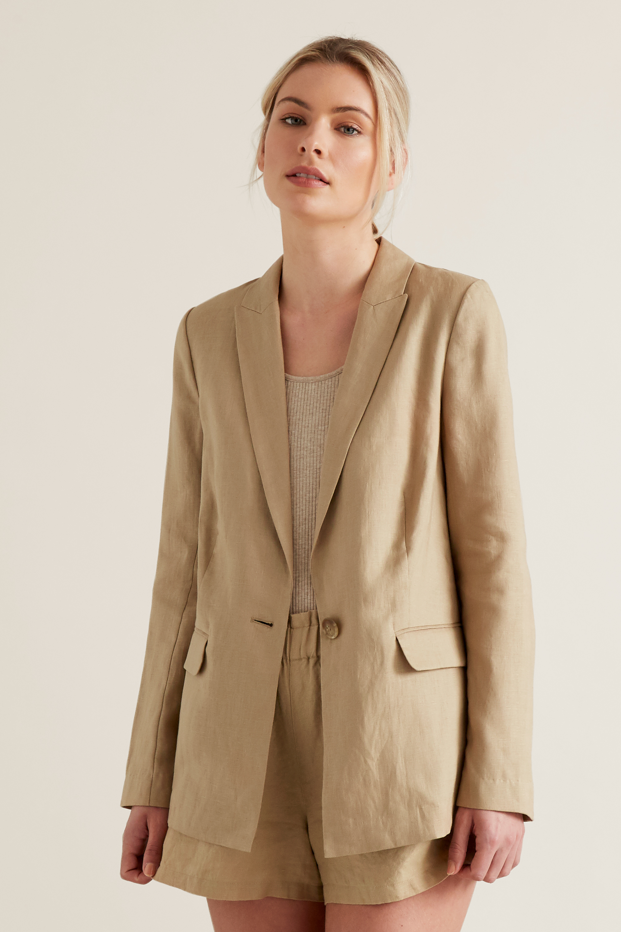 linen long blazer