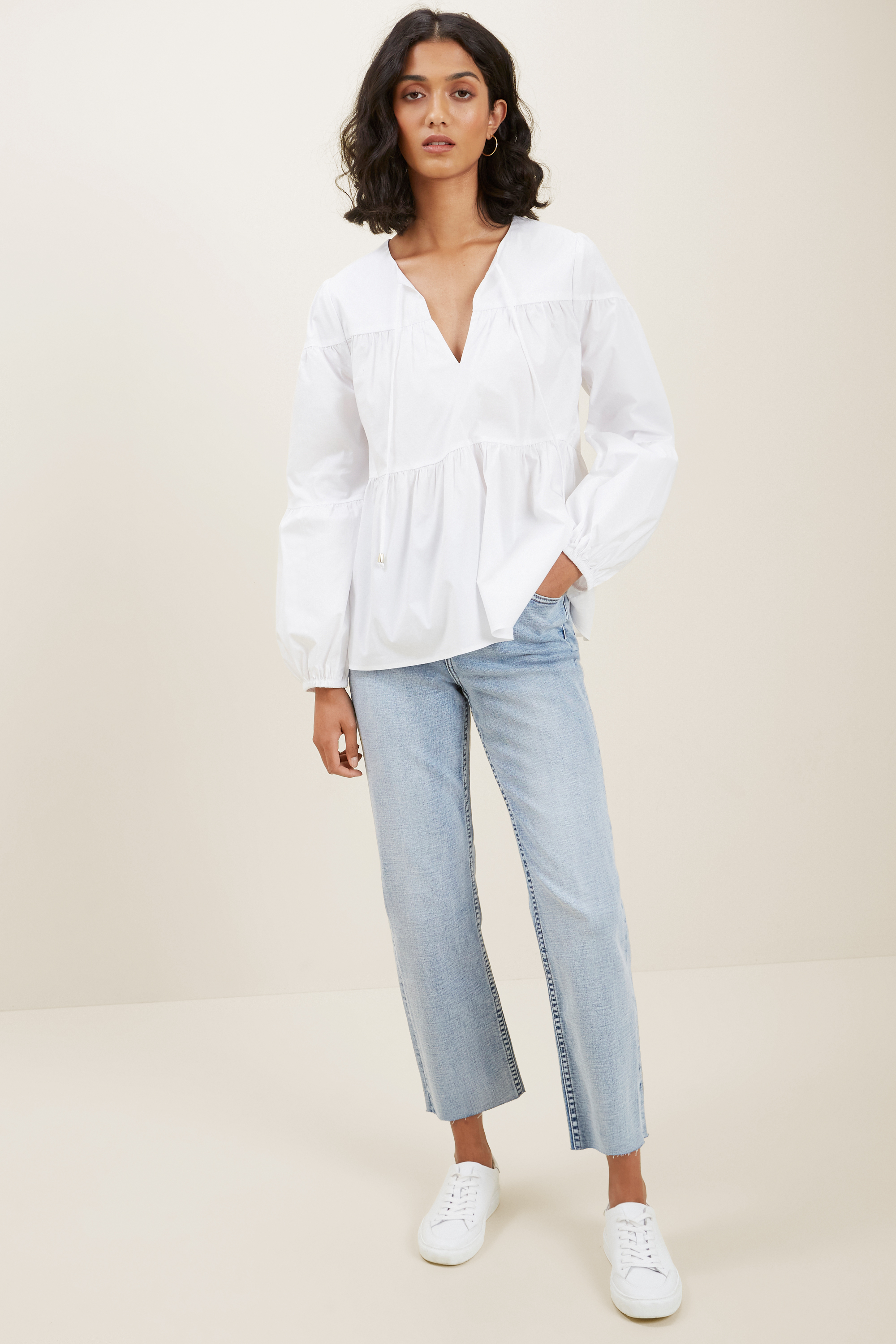 Tiered Poplin Blouse | Seed Heritage