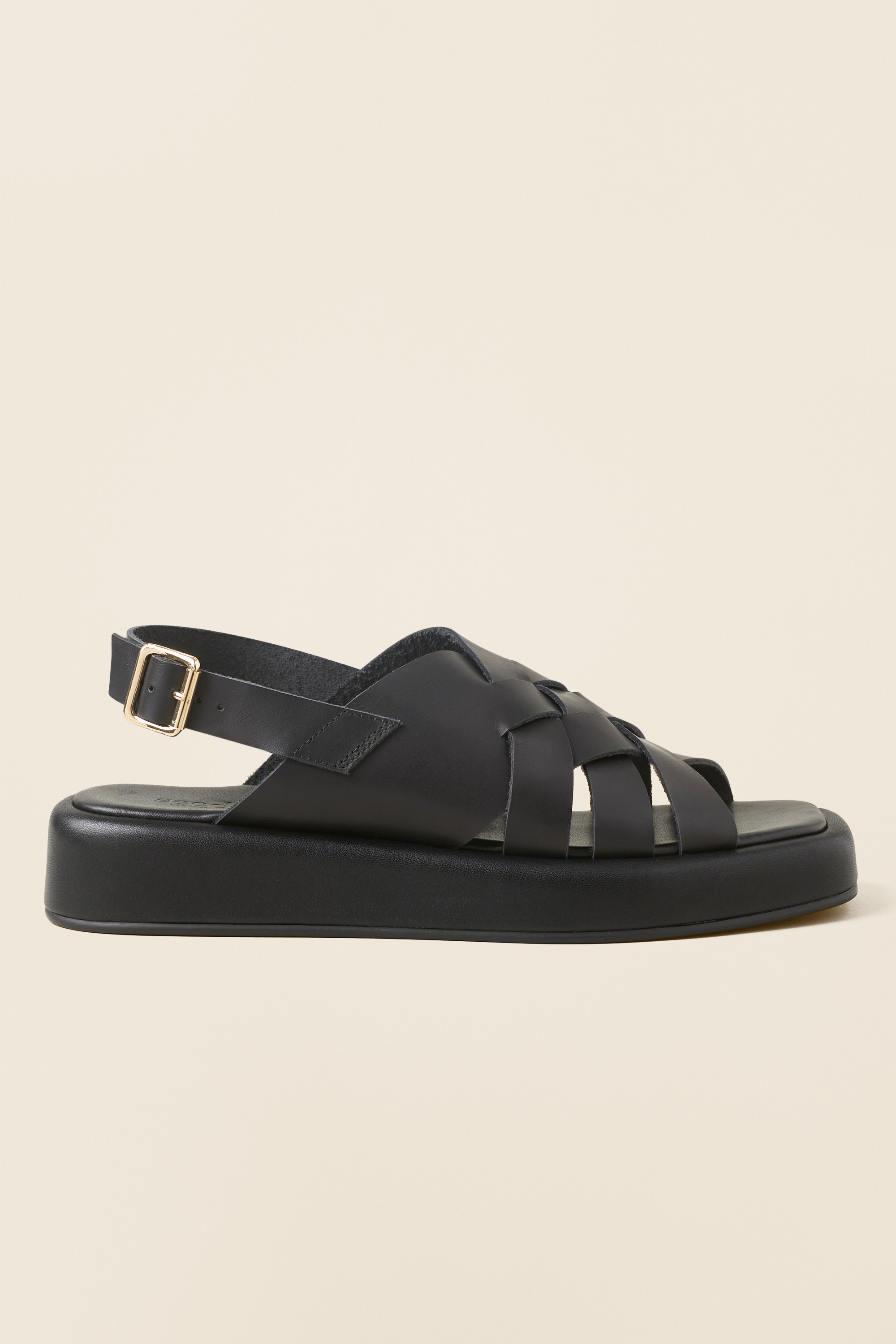 black leather flatform sandals