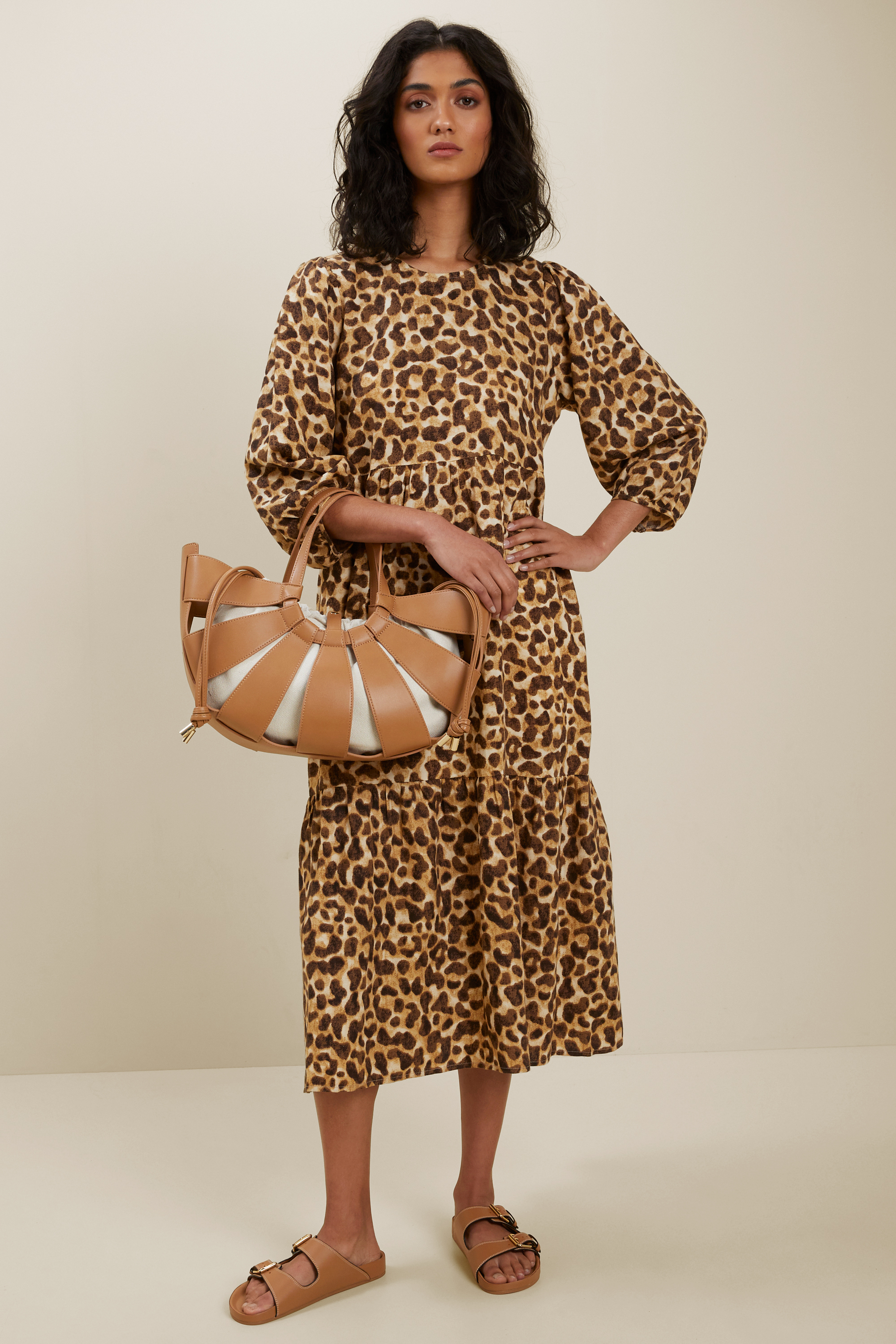seed leopard tiered dress