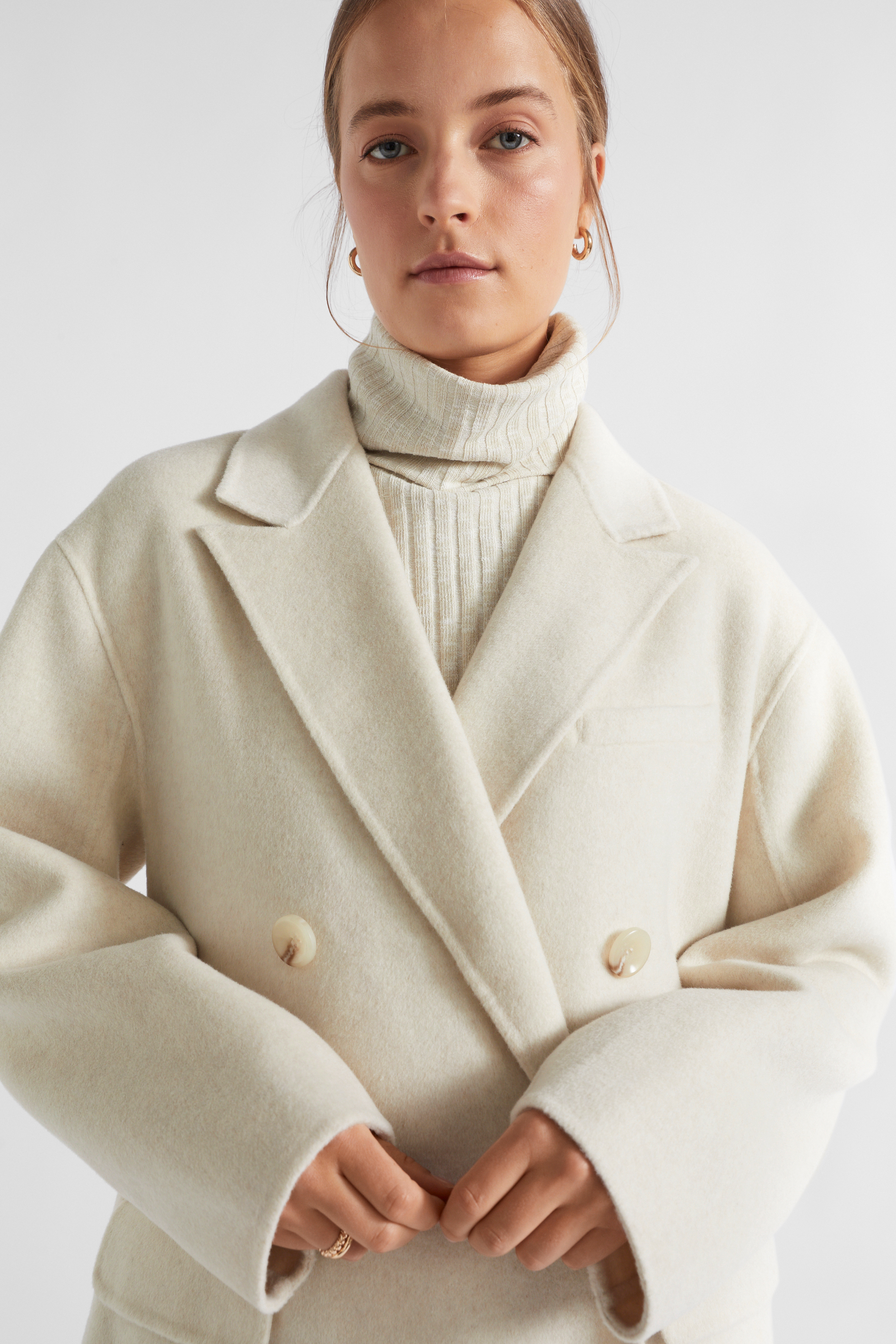 cream wool blend coat