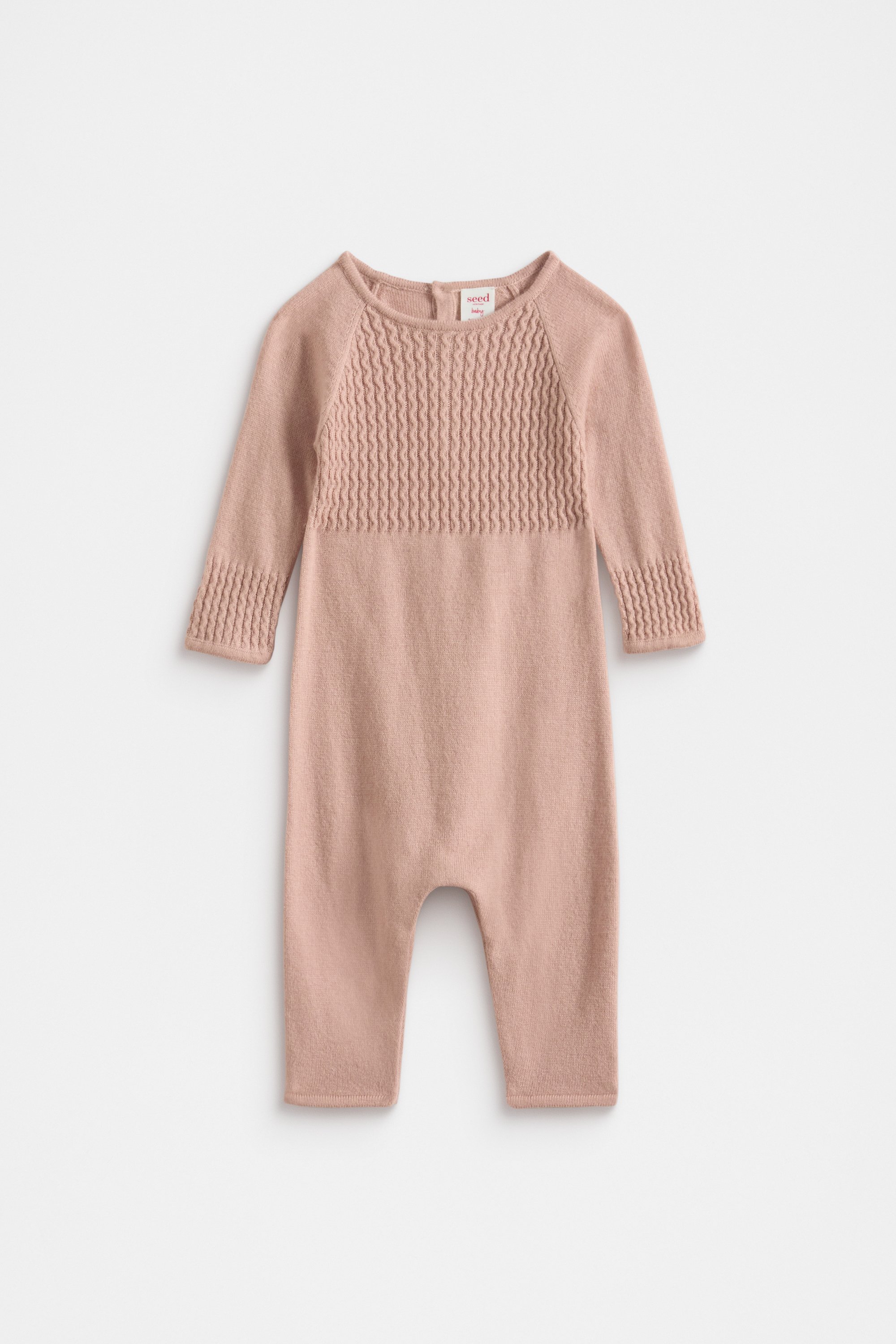 Cable Knit Jumpsuit Blush Pink Seed Heritage