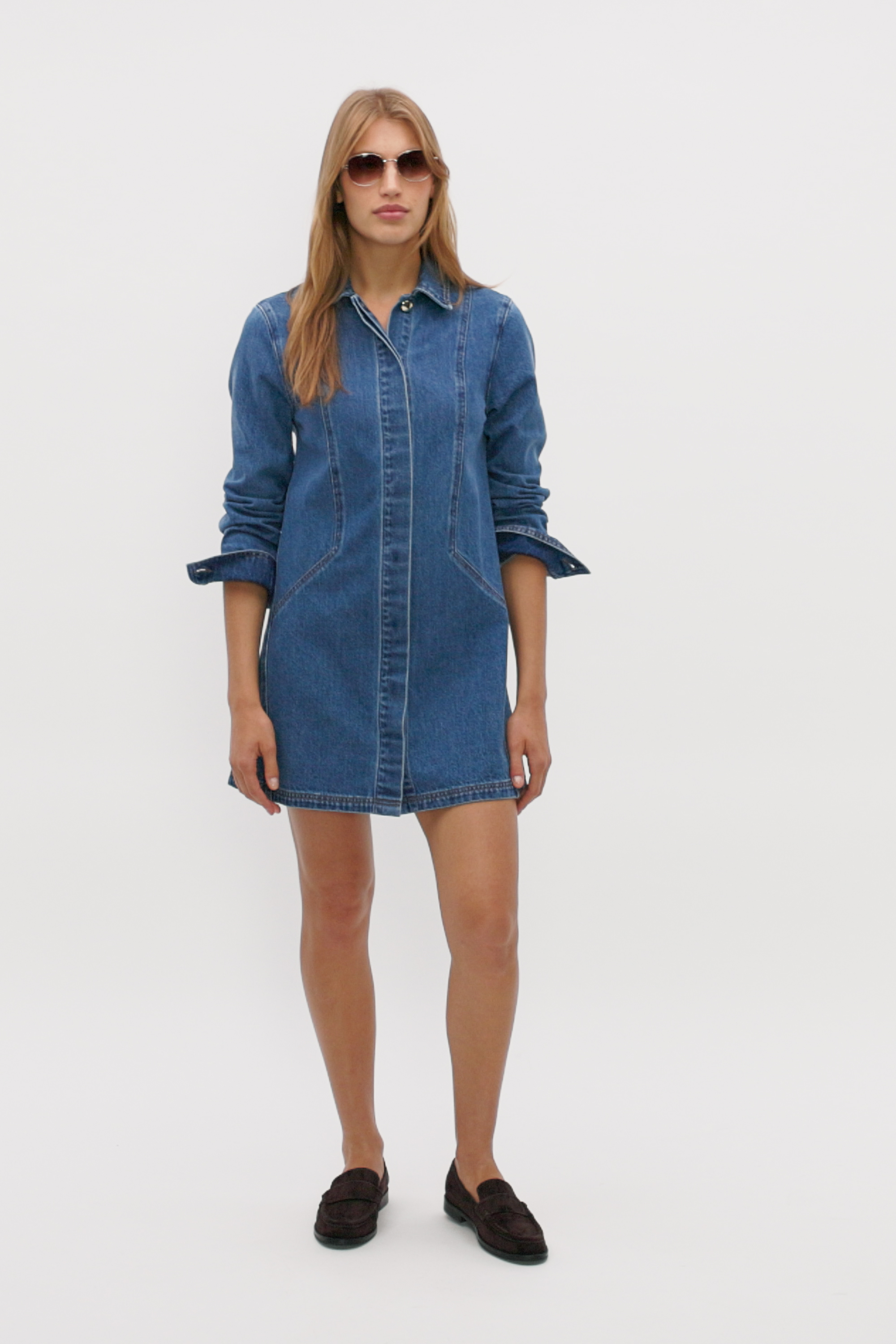 white christmas dresses The Bonnie Mob Girls Mermaid Beach Denim Pocket Dress in Blue 4/5Y main image 0