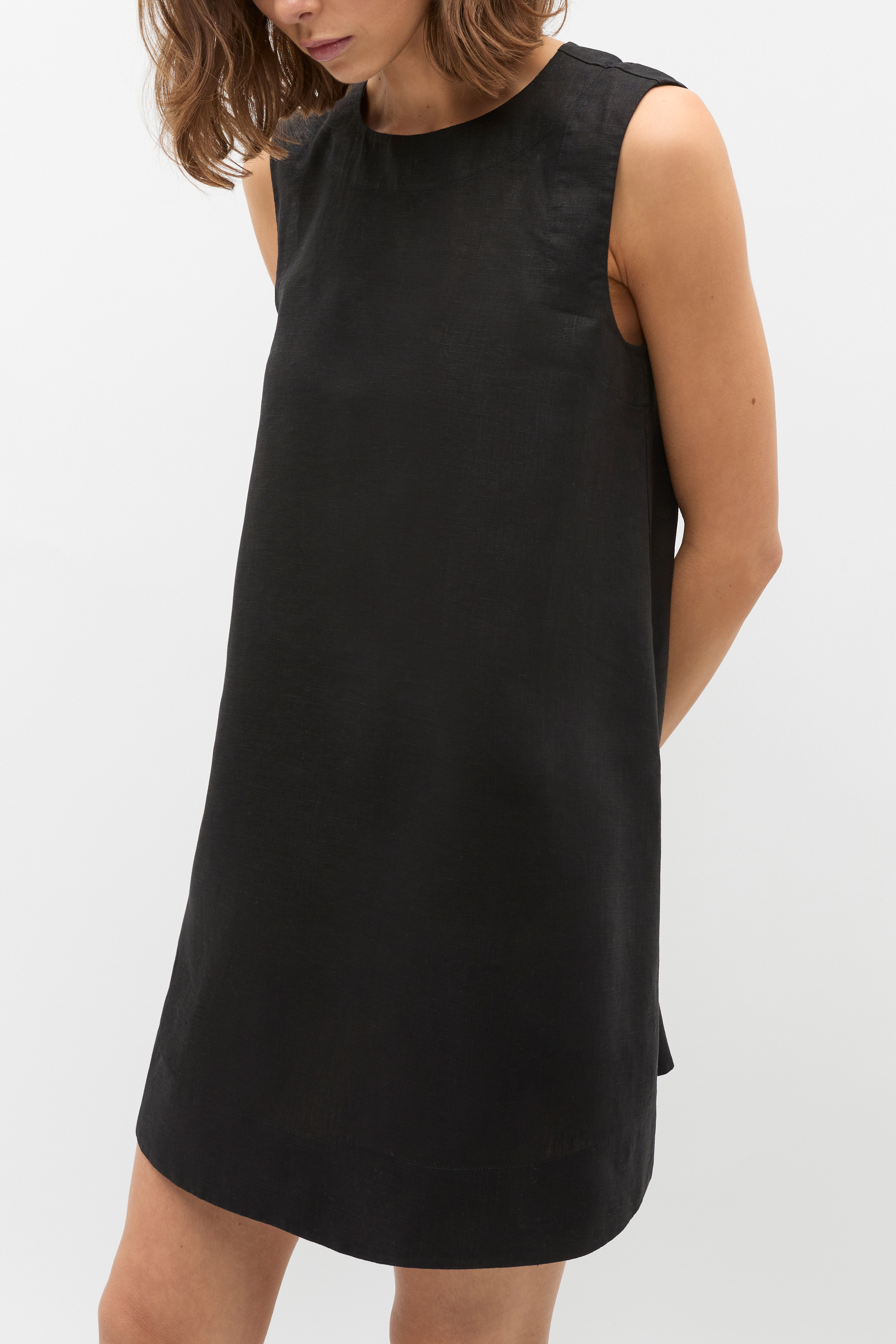 Linen A Line Mini Dress | Black | Seed Heritage Linen A Line Mini Dress | Black | Seed Heritage
