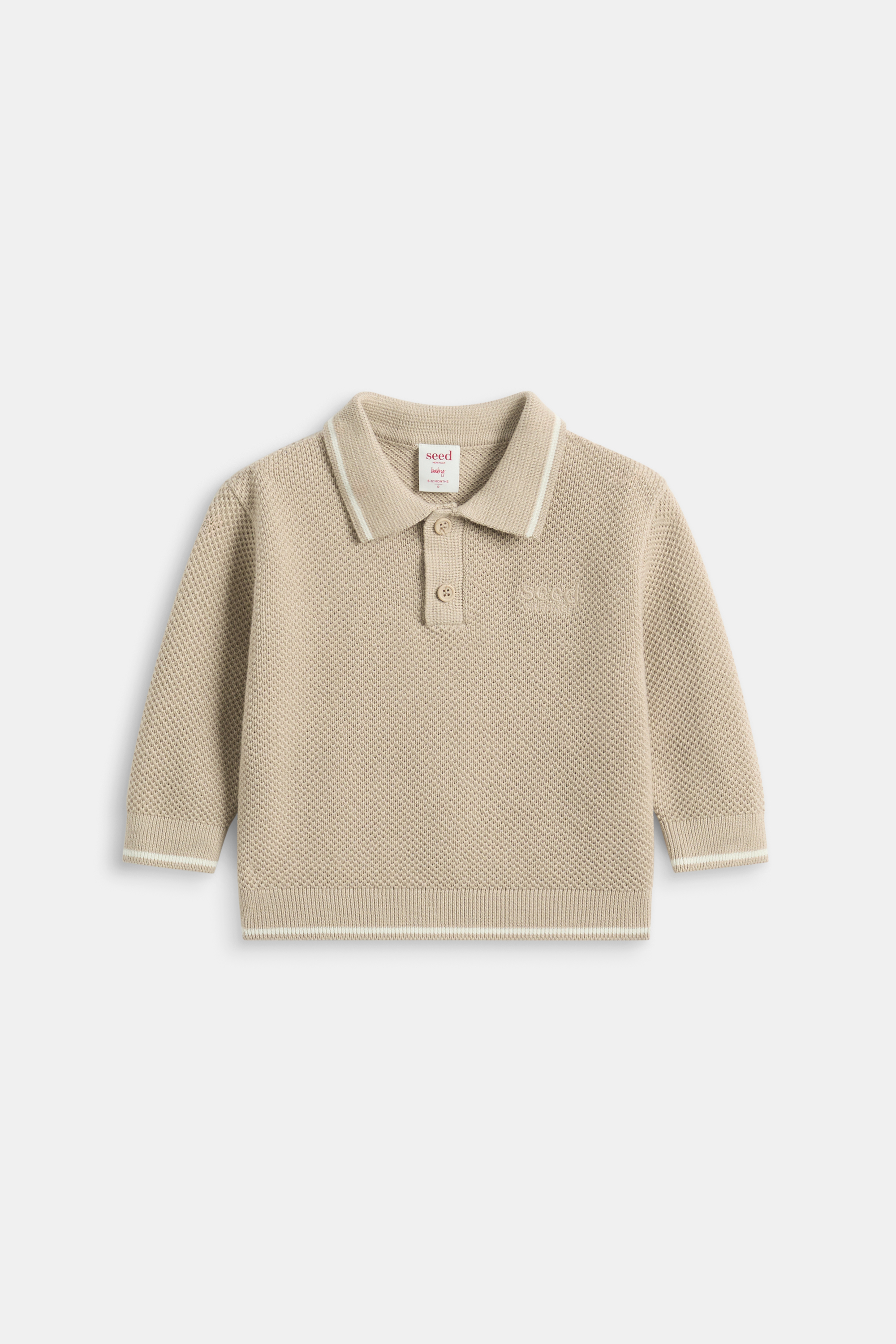Essential Knit Polo | Milk Tea | Seed Heritage
