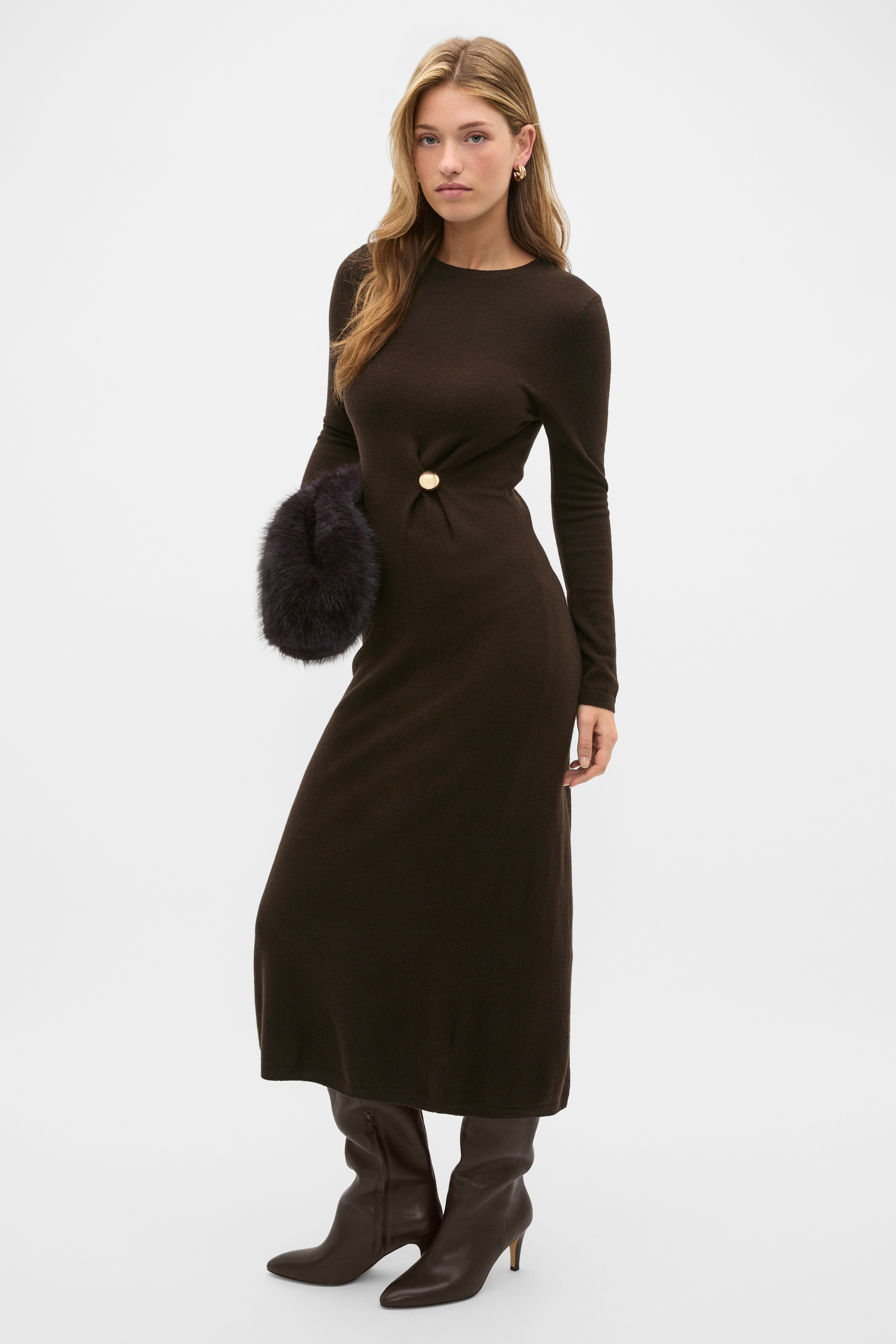 Clasp Detail Knit Dress | Coffee Bean | Seed Heritage