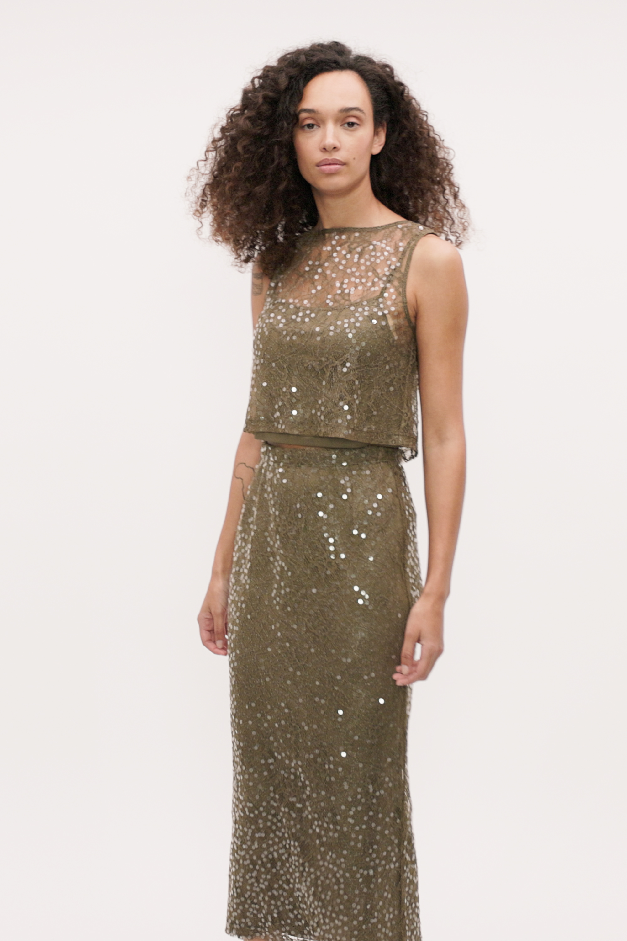Sequin Lace top | Olive Leaf | Seed Heritage Sequin Lace top | Olive Leaf | Seed Heritage